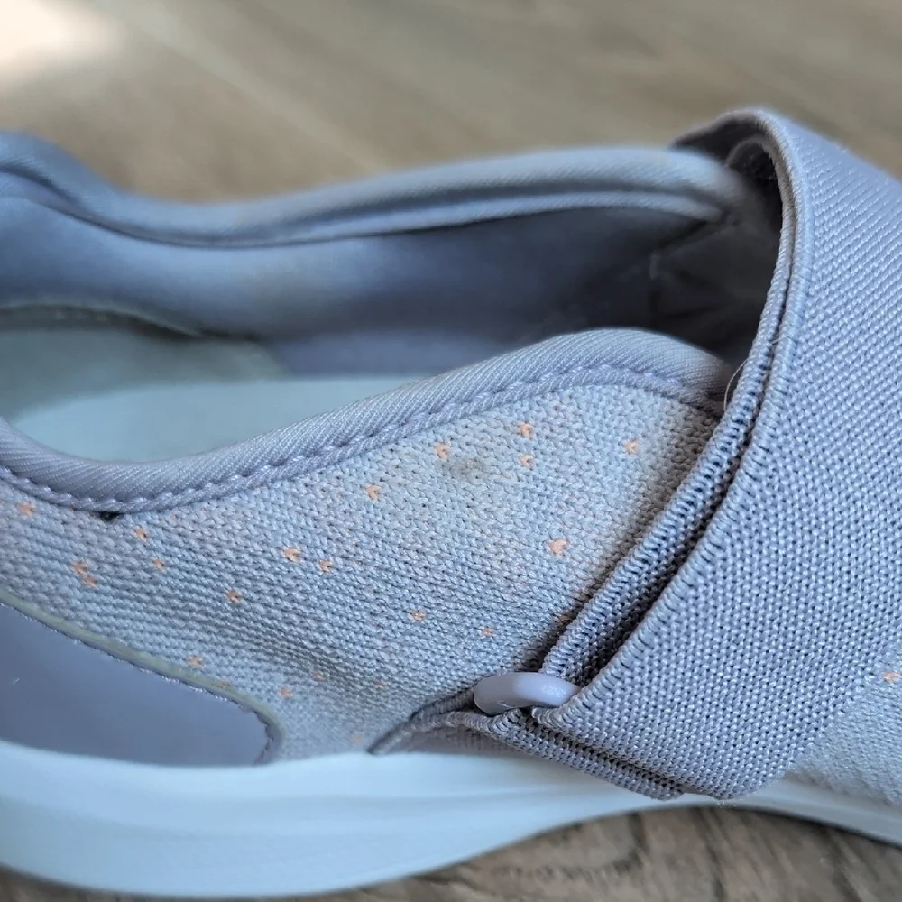 Vionic Women's Jessica Mary Jane Sneaker in a Lavender with Orange Specks.